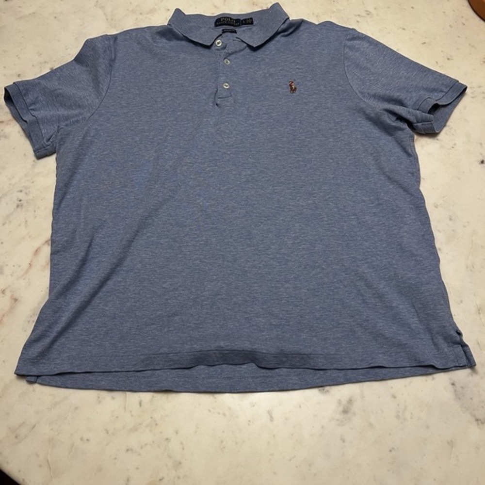 Polo Ralph Lauren Men's L Classic Fit Polo Shirt Heather Blue‎ Preppy Horse Logo